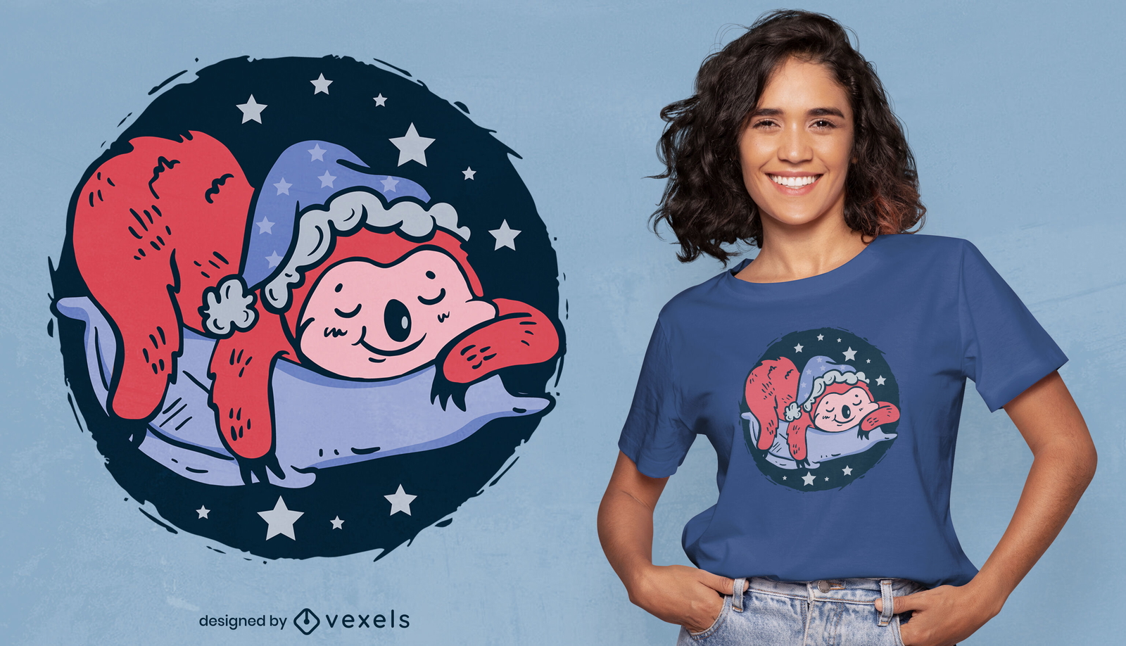 Preguiça dormindo em um design de camiseta de travesseiro