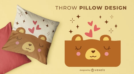 Cute bear sleeping throw pillow design