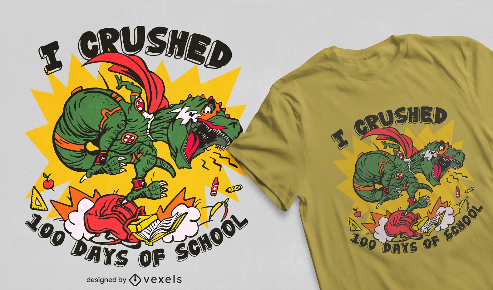 Design de camiseta de 100 dias de escola esmagado
