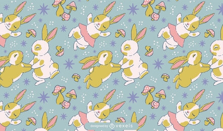 Design de padrão de coelhos dançando bonito