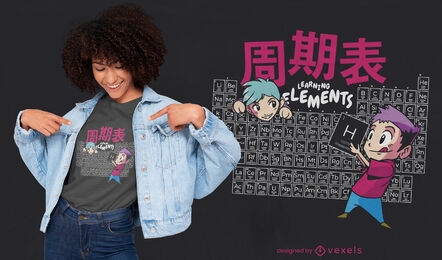 Diseño de camiseta de tabla periódica de anime