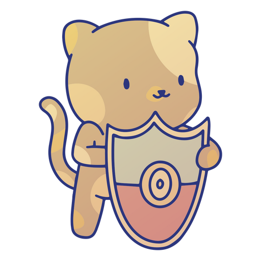 Lindo gato con escudo Diseño PNG