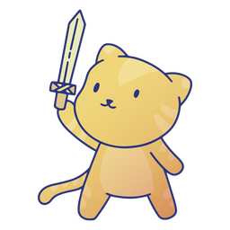 Cute cat with sword PNG Design Transparent PNG