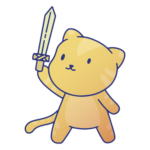 Gato bonito com espada Desenho PNG