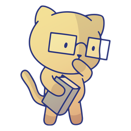 Cute cat with glasses and book Transparent PNG