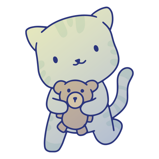 Süße Katze mit Teddybär PNG-Design