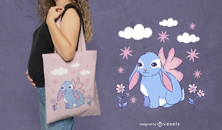 Cute fairy rabbit tote bag design