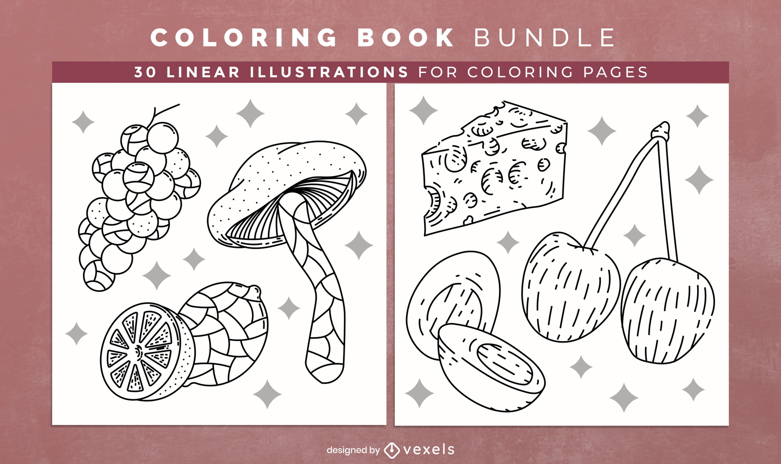Food Ingredients coloring book design pages