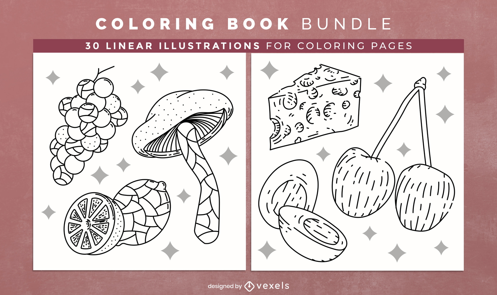 Food Ingredients coloring book design pages