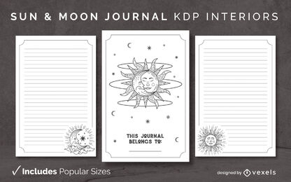 Plantilla de diseño de diario de sol y luna KDP