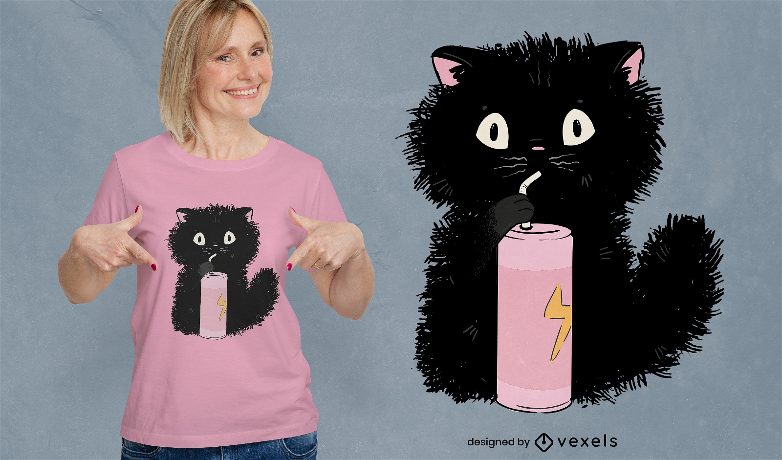 Diseño de camiseta de gato eléctrico.