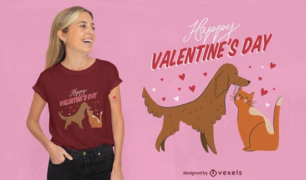 Diseño de camiseta de perro besando a un gato