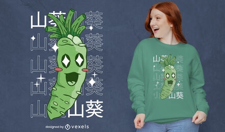 Wasabi root food kawaii t-shirt design