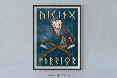 Viking and axes poster design