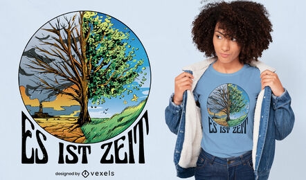 Tree in fall and spring t-shirt design