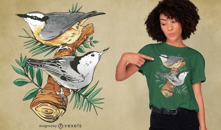 Bird animals on branch t-shirt design