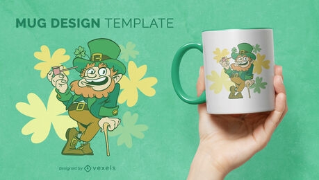 Leprechaun and clovers mug design