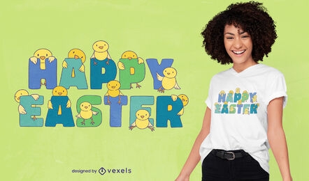 Happy easter quote with chicks t-shirt design