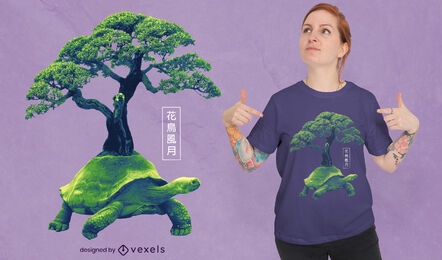 Tortoise and tree psd t-shirt design
