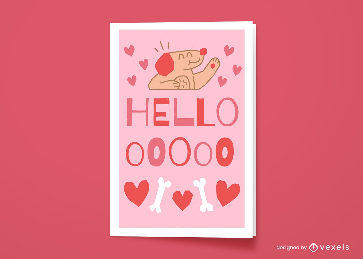 Puppy saying hello greeting card design