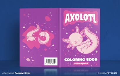 Axolotl coloring book cover design