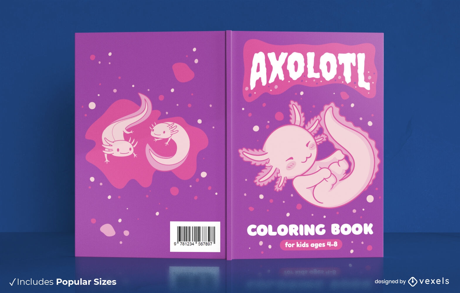 Design de capa de livro de colorir axolotl