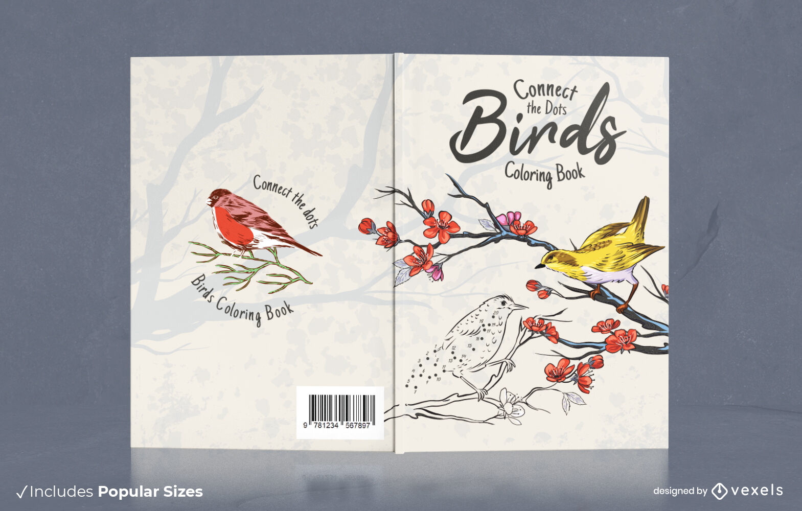Verbinden Sie die Punkte Vögel Malbuch-Cover-Design