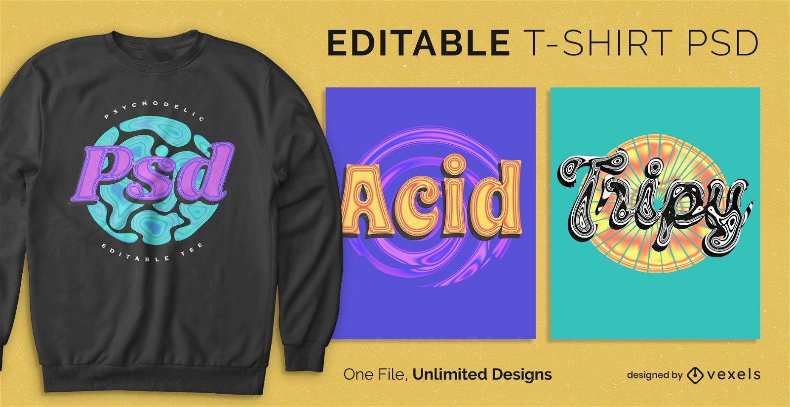 Psychedelic scalable t-shirt psd