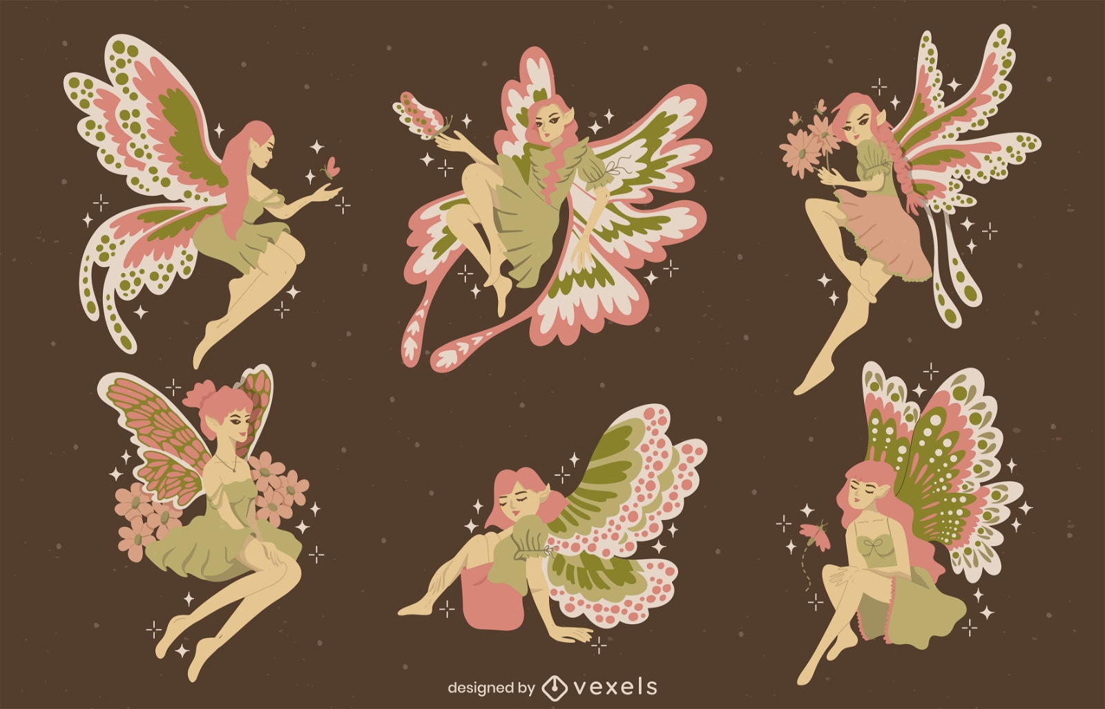 Magical fairy fantasy creatures set