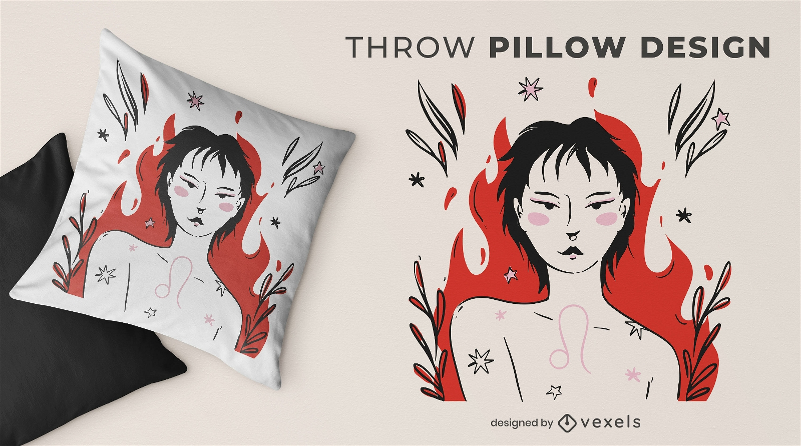 Leo girl throw pillow design