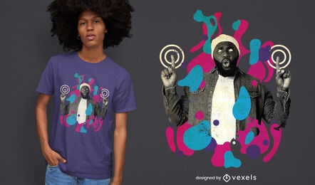 Man with colorful shapes t-shirt psd