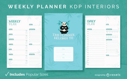 Modelo de diário do planejador de panda KDP Design de interiores