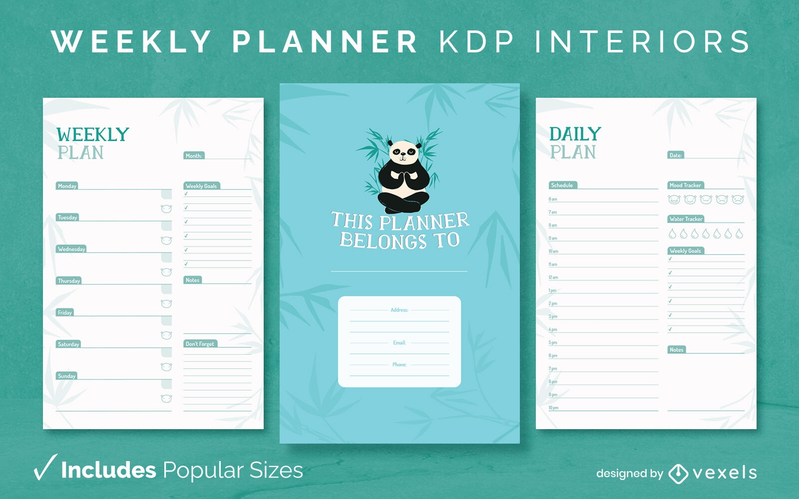 Planificador Panda Plantilla de diario KDP Dise?o de interiores