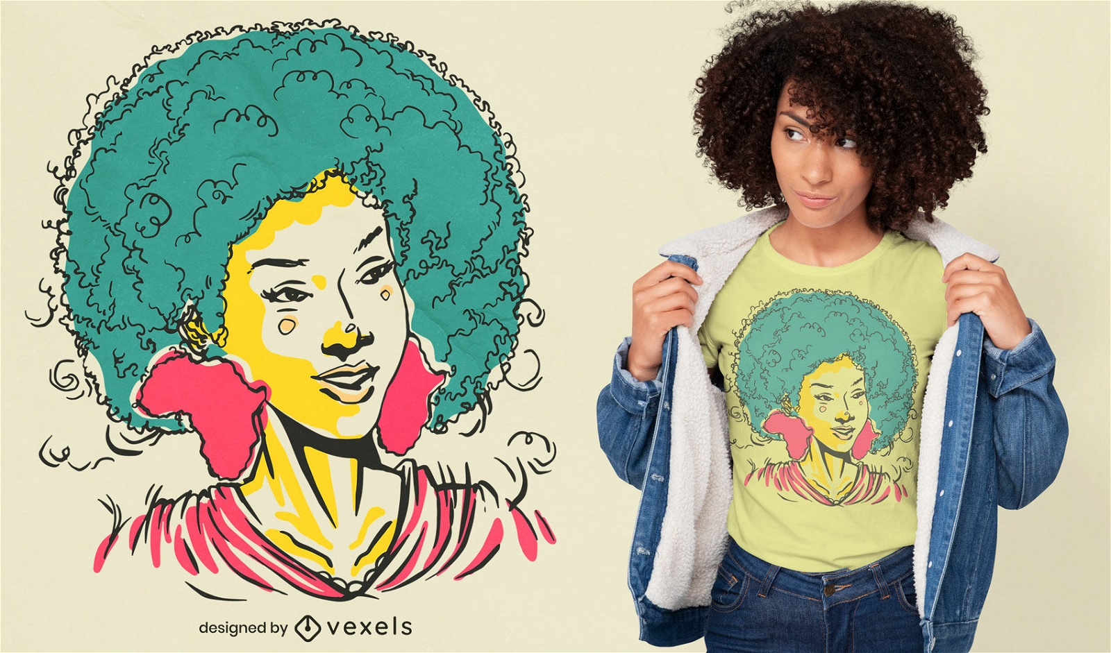 Design de t-shirt de brincos de mulher negra África