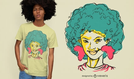 Black girl with Africa earrings t-shirt design