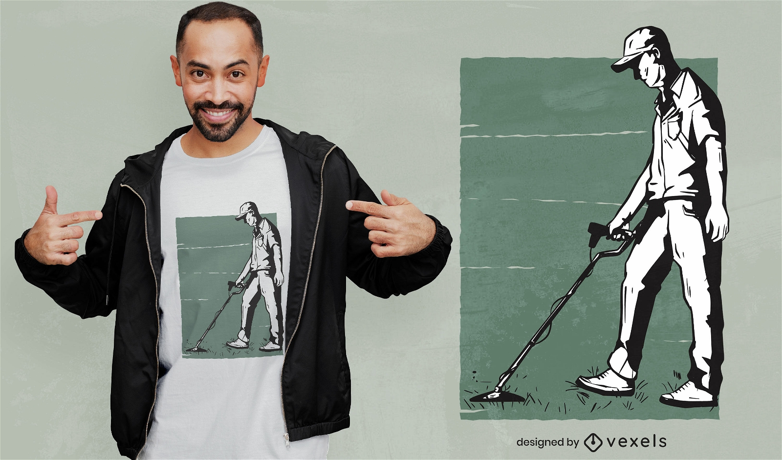 Guy with metal detector t-shirt design