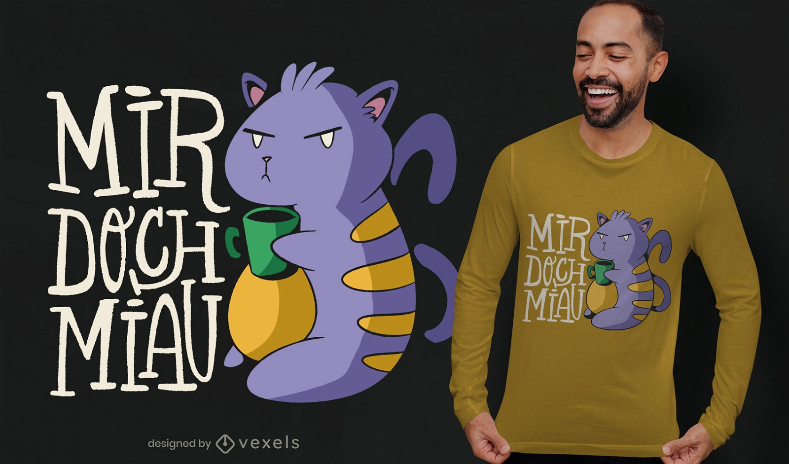 Meow meow design de camiseta de gato de caf?