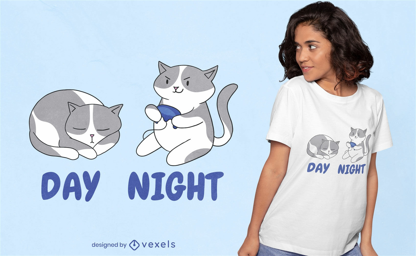 Design de camiseta de gatos gamer