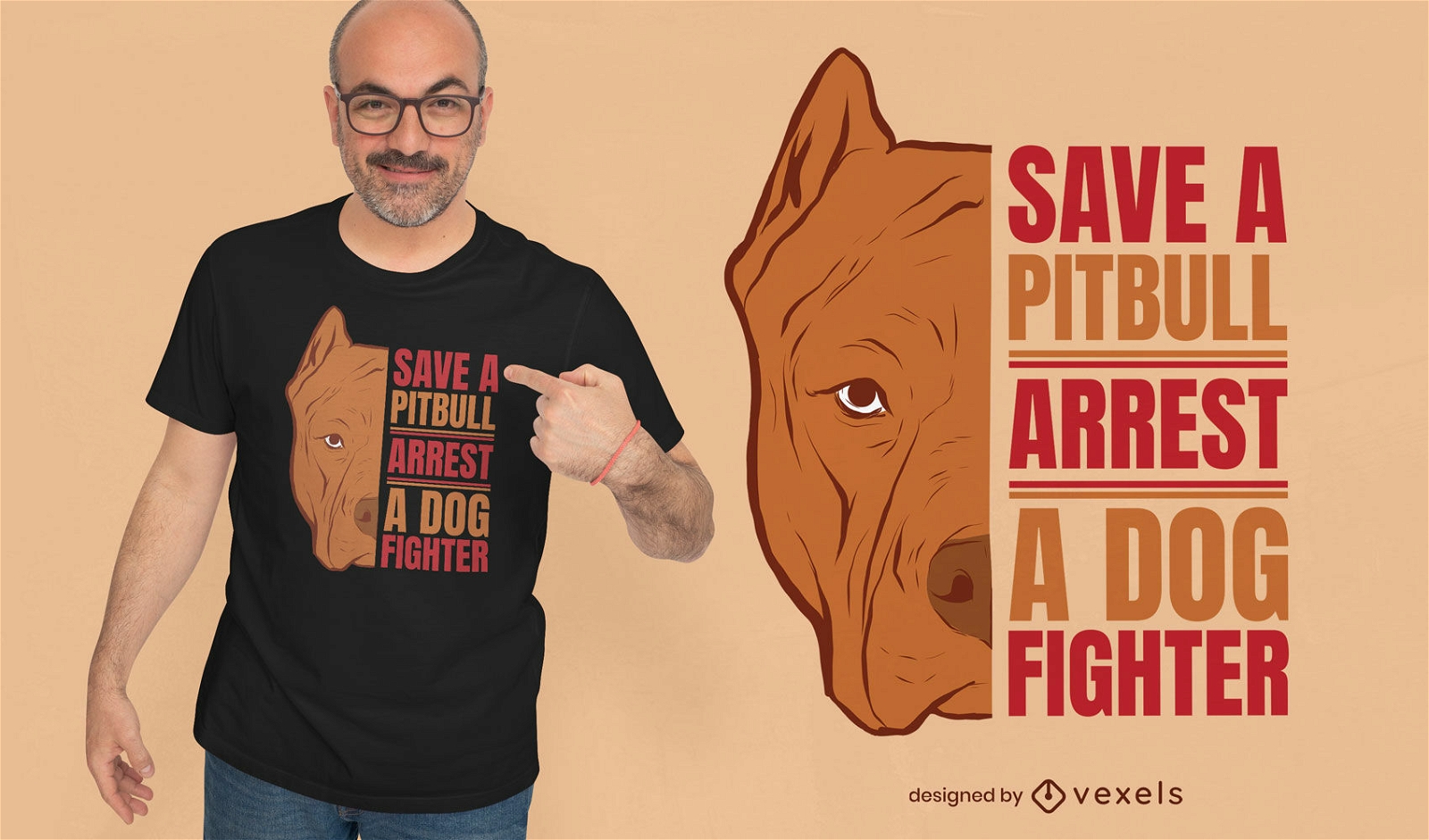 Salve um design de camiseta pitbull