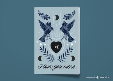 Tarjeta de felicitación de amor de pájaro