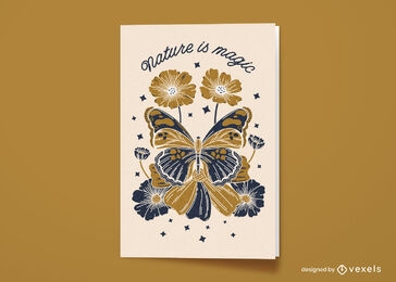 Cartão de saudação de borboleta mágica