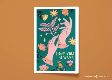 Hands and love quote greeting card