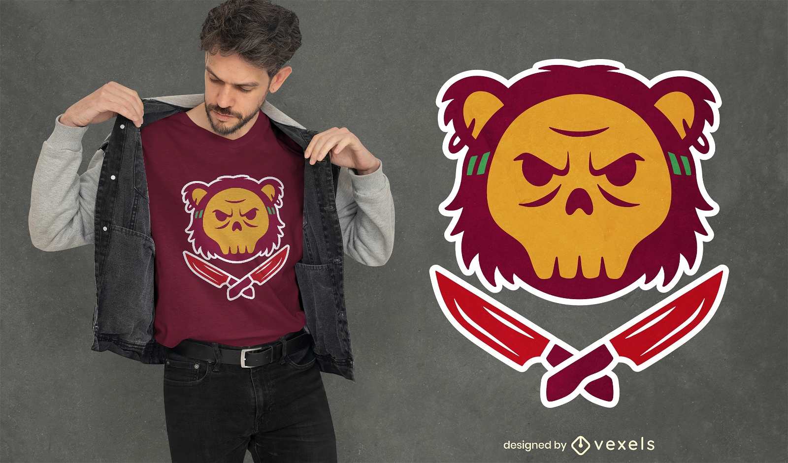 Design de camiseta de urso assassino