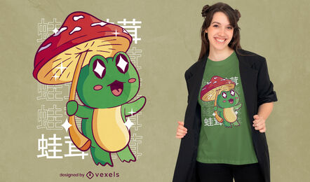 Design de camiseta de sapo de cogumelo