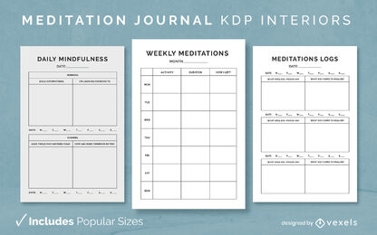 Simple meditation Diary Design Template KDP