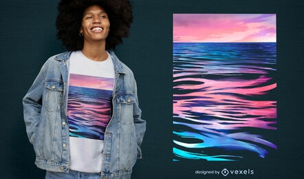 Ocean surface landscape t-shirt psd