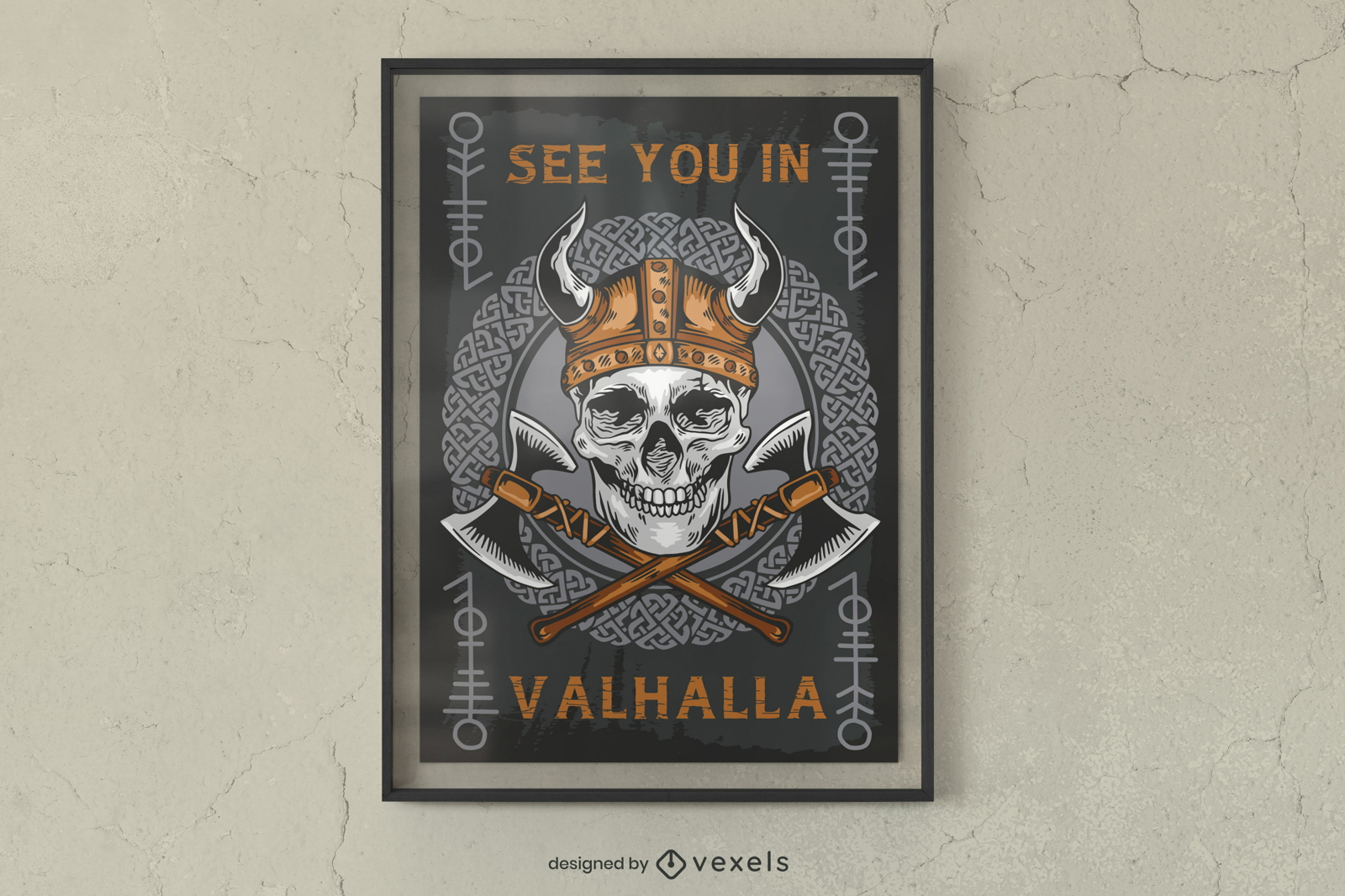 Valhalla Wikinger-Schädel-Poster-Design