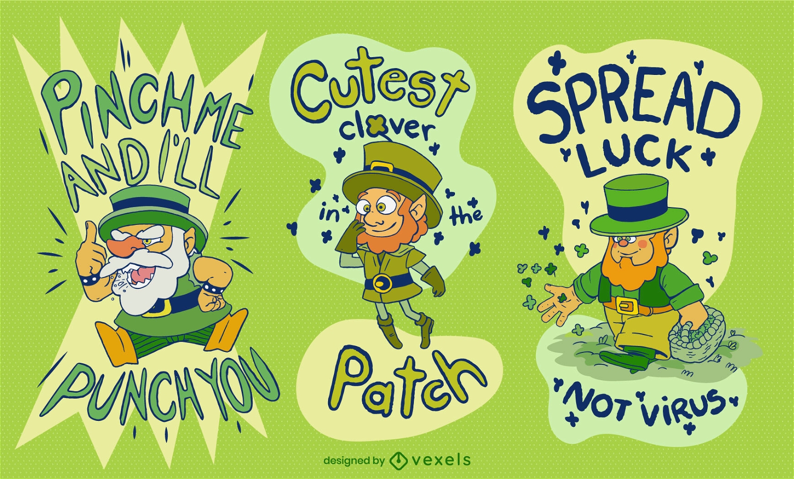 St Patrick's day leprechaun badges set