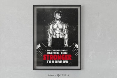 Stronger weightlifting quote poster design