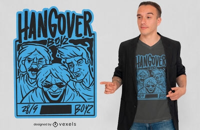 Hangover men cartoon t-shirt design